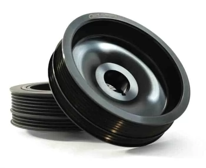 Our replacement crankshaft pulley is 68% lighter than the OEM counterpart.