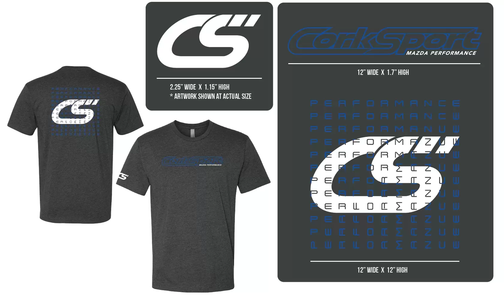 Graphic T-Shirt with CorkSport Logo and grid Performance. Back view of shirt