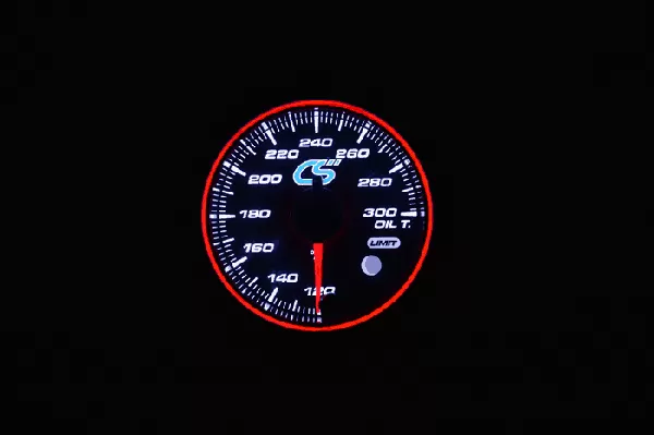 White face Mazdaspeed oil temperature gauge.