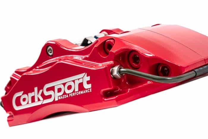 4-piston forged calipers ensure consistent performance on the street & track.