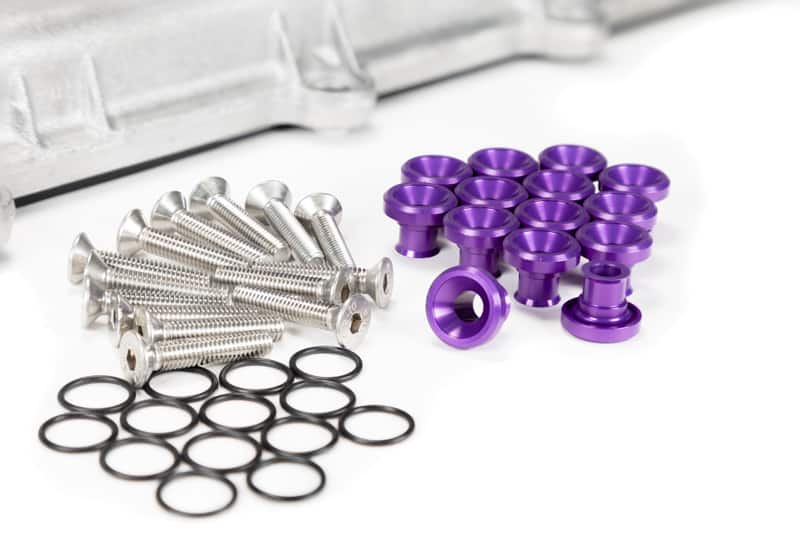 Mazdaspeed valve cover hardware kit purple with raw stainless bolt