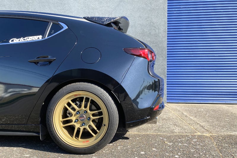 Clean and aggressive defines the CorkSport 80mm CBE on Mazda 3 2021 Hatchback