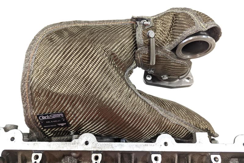 Increase turbo efficiency with the installation of the CorkSport Exhaust Manifold Blanket.