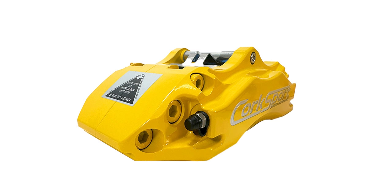 yellow mazda rear brake kit caliper with parking mechanism