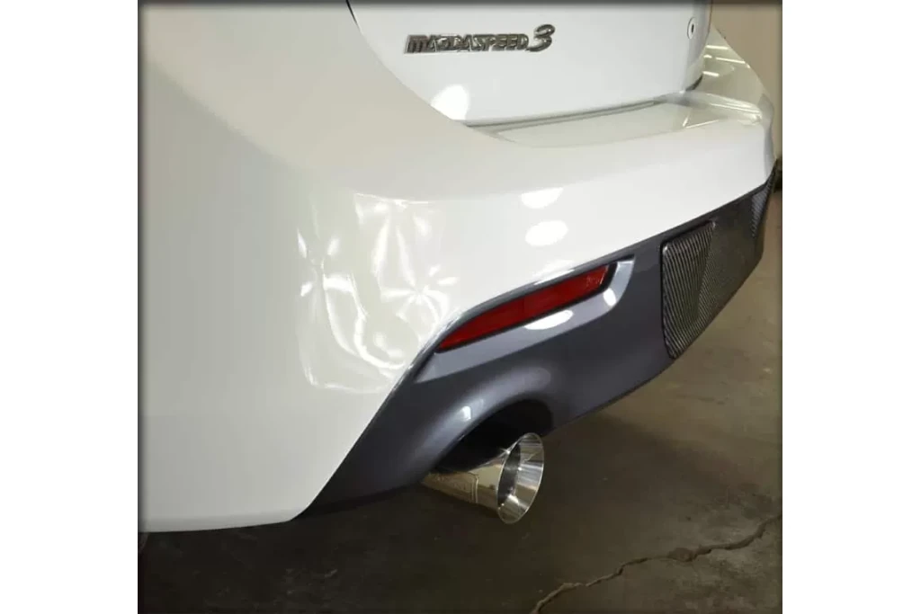 The Speed 3 axle back exhaust tips fit perfectly in the rear bumper valence.