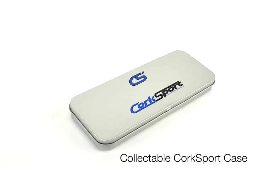 All small Mazda performance parts come in the stylish tin with the CorkSport Logo