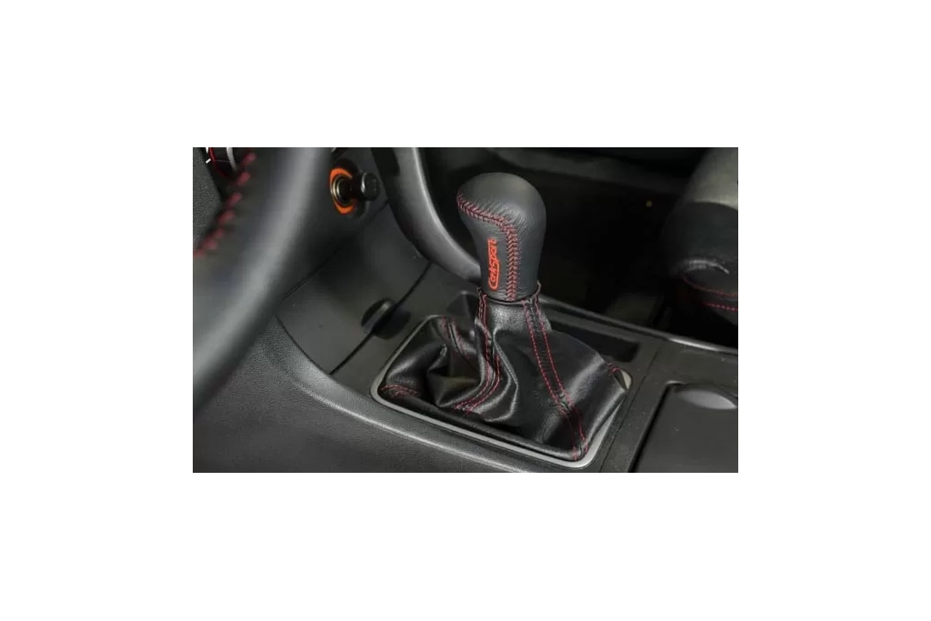 CorkSport's leather shift knob looks sleek when installed.