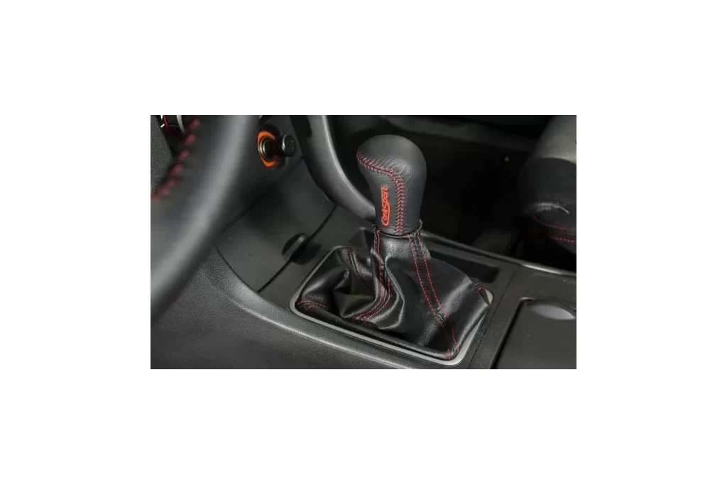 CorkSport's leather shift knob looks sleek when installed.