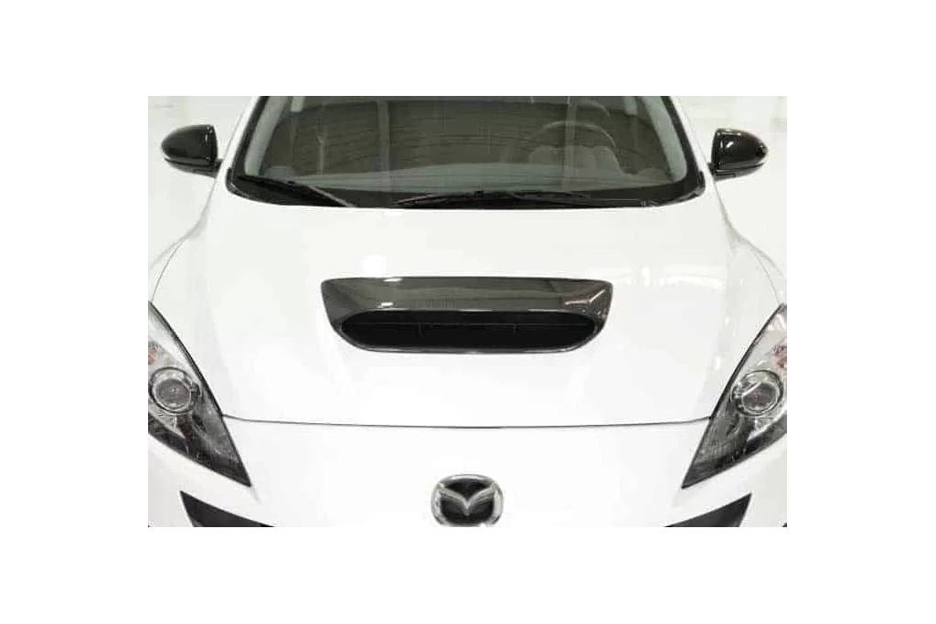 Our durable, carbon fiber hood scoop for Mazdaspeed 3 is stylish both up close and from afar.