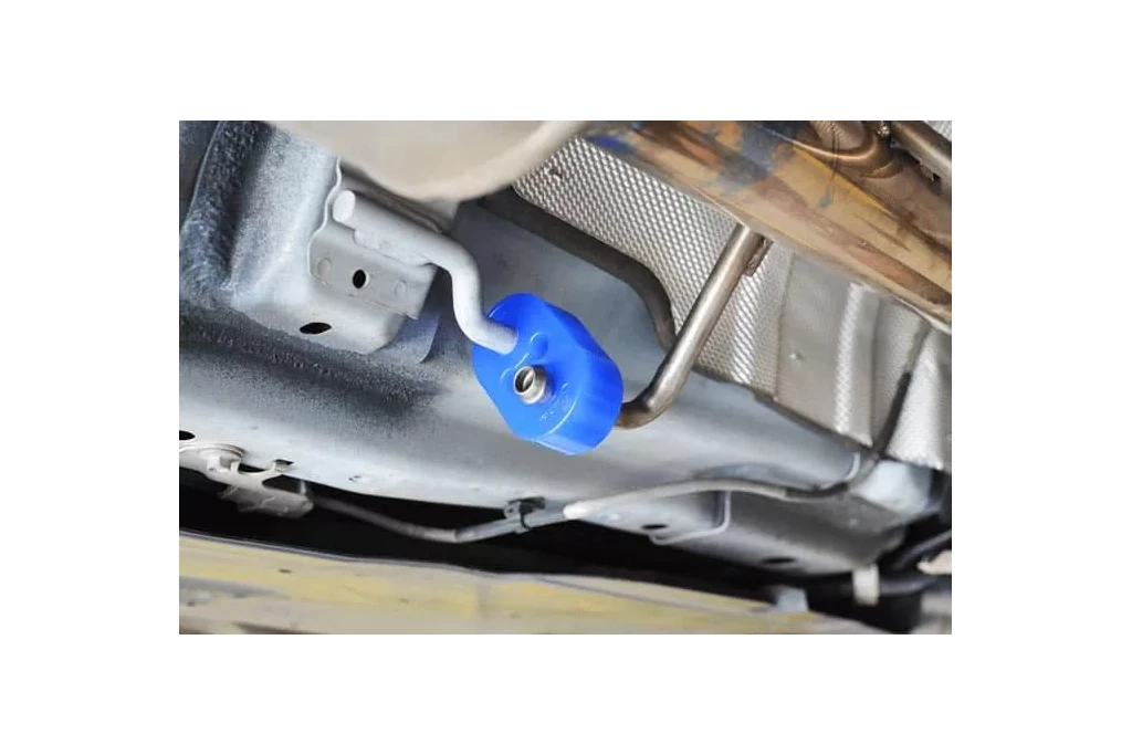 The CorkSport exhaust hanger can be used on the downpipe, mid-pipes, and the axle-back exhaust sections.