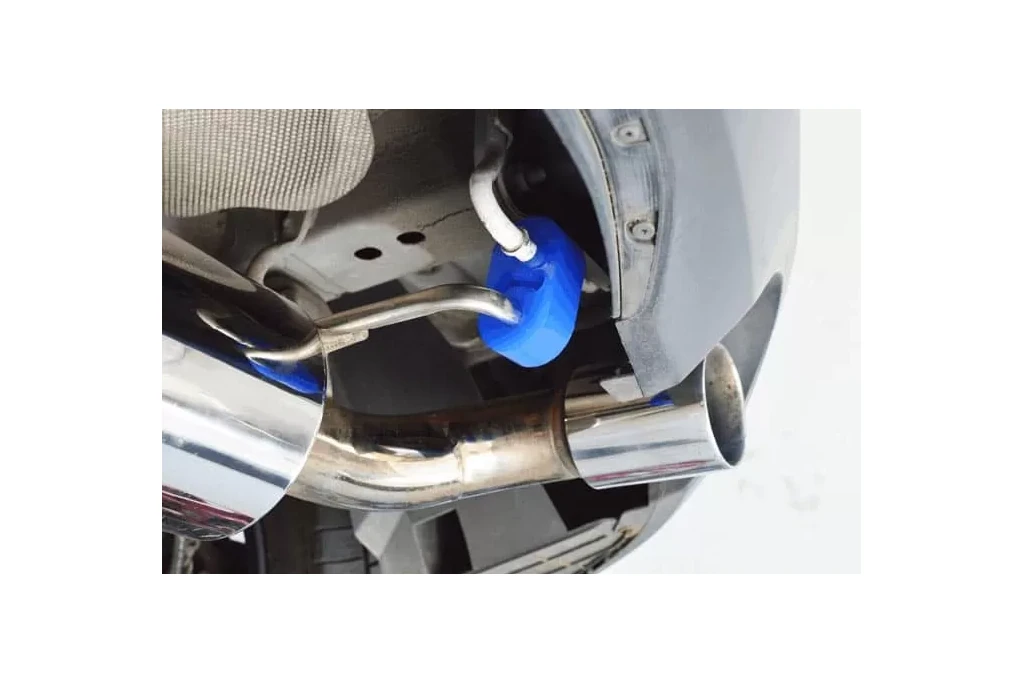 The CorkSport exhaust hanger can be used on the downpipe, mid-pipes, and the axle-back exhaust sections.