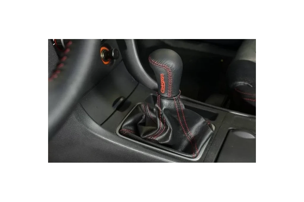 CorkSport's leather shift knob looks sleek when installed.