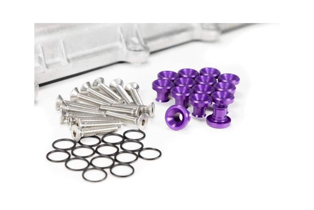 Mazdaspeed valve cover hardware kit purple with raw stainless bolt