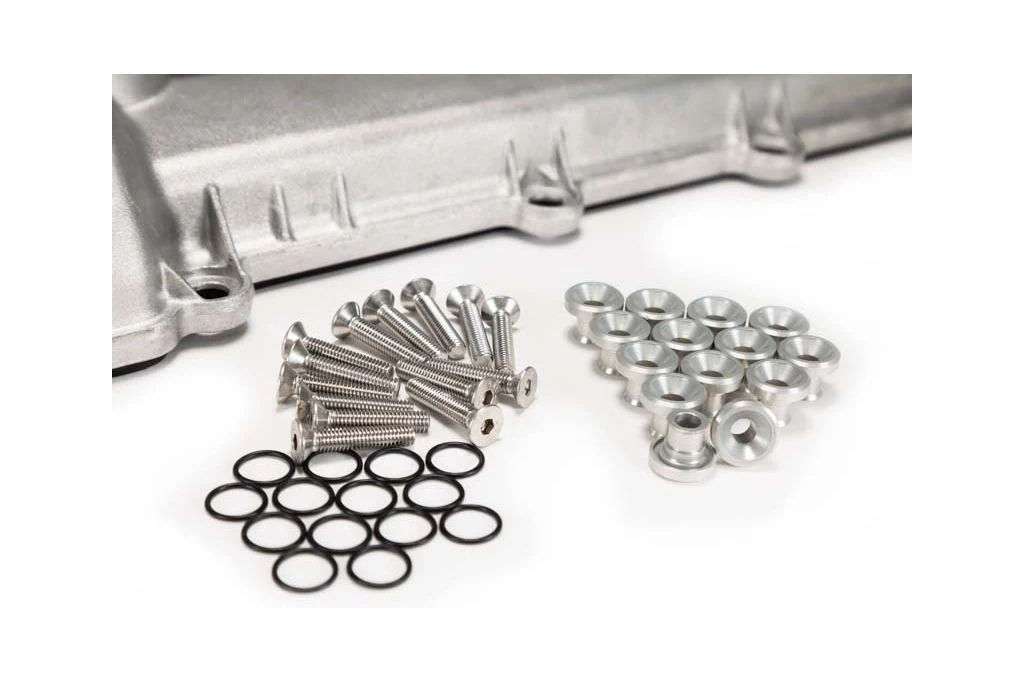 Mazdaspeed valve cover hardware kit raw aluminum with raw stainless bolts