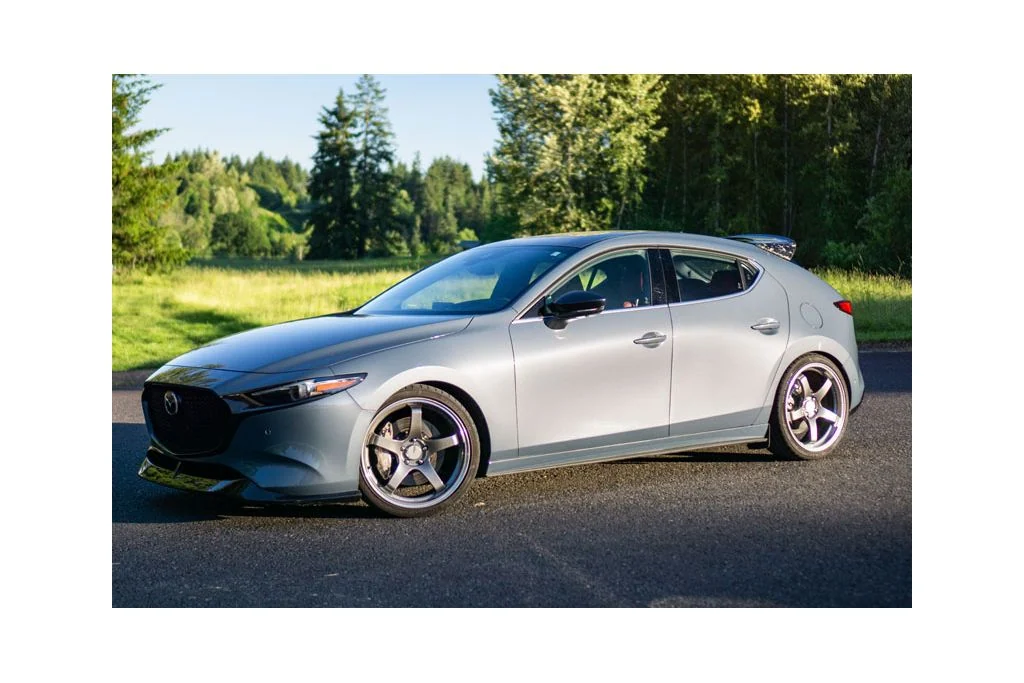 An OEM+ approach offers an aggressive look that still ties in great with the styling of the Mazda 3.