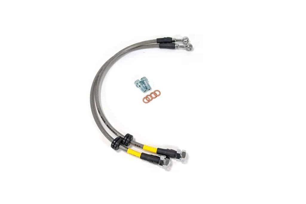 The CS brake lines are made with stainless steel and have a PVC coating to ensure they will withstand harsh environments. Filigree Racing, StopTech, Edge Autosport, Damond Motorsports, Good-Win Racing, Street Unit, Cobb, Racing Beat.