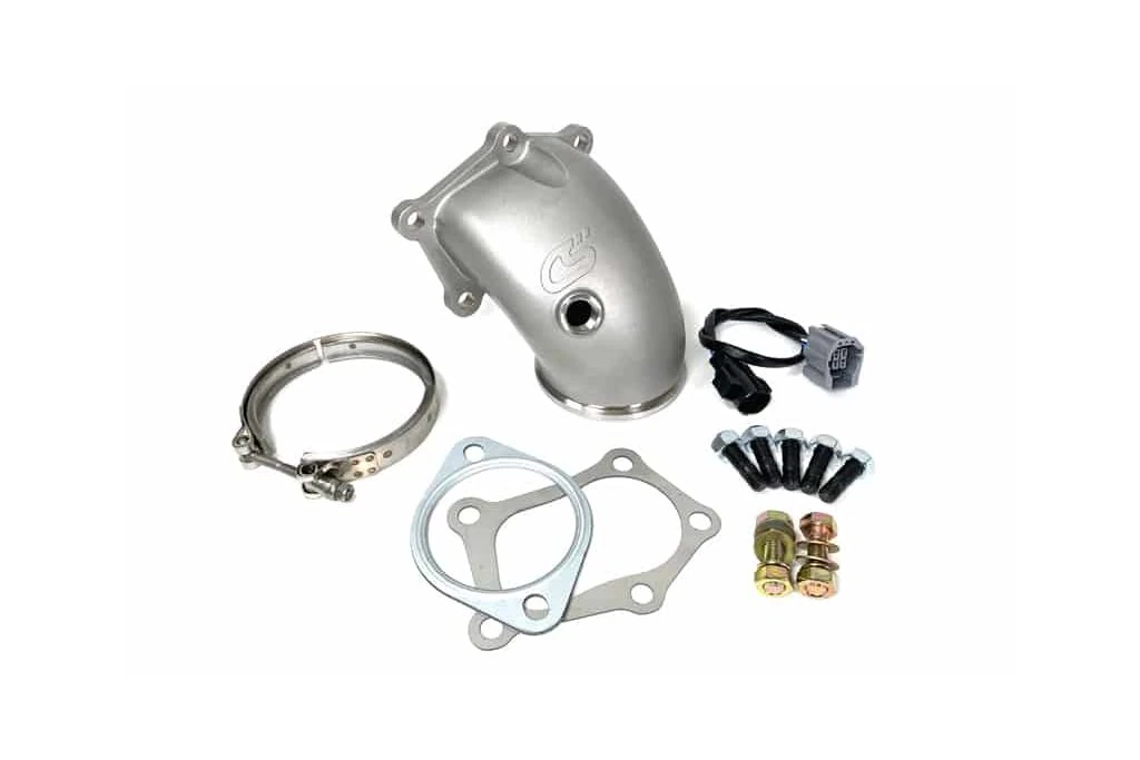 A cast 304 stainless steel bellmouth provides a smooth and high flowing transition from your turbo to your downpipe.