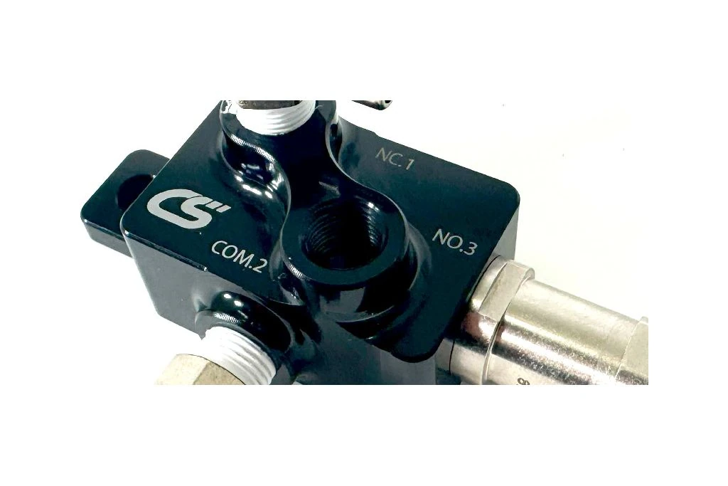 An overhead shot of CorkSport’s Boost Control Solenoid shows off carefully crafted parts and functionality.