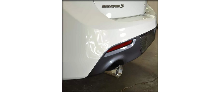 The Speed 3 axle back exhaust tips fit perfectly in the rear bumper valence.