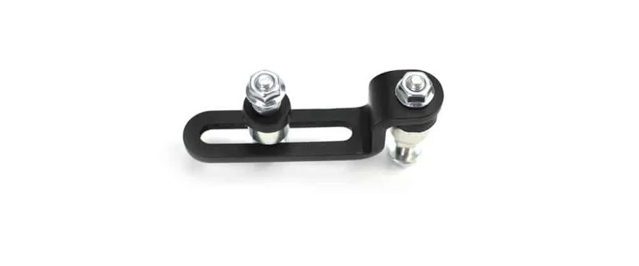 Inline ball joints with a custom bracket allow ball joints to slide up and down.