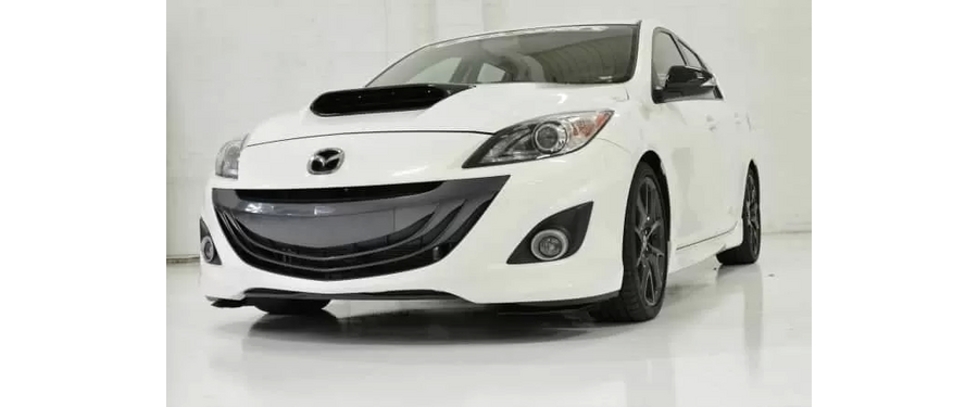 A front view of CorkSport's Mazdaspeed3 hood scoop for 2010-2013 models. Looking good!