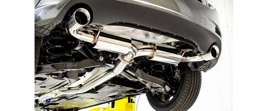 80mm Cat Back Exhaust for 2014-2018 Mazda 3. Polished 80mm piping looks great for years to come underside of Mazda