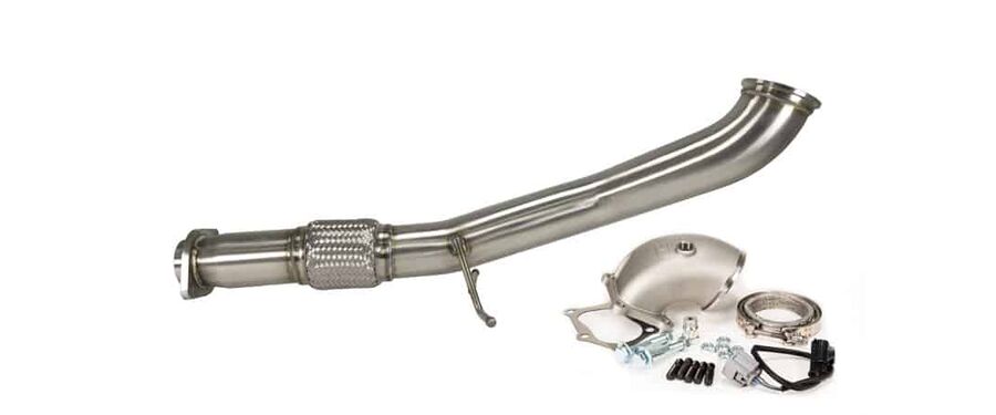 Let your turbo breathe freely with the CorkSport 3.5” Downpipe connect right to your current 3” CBE.