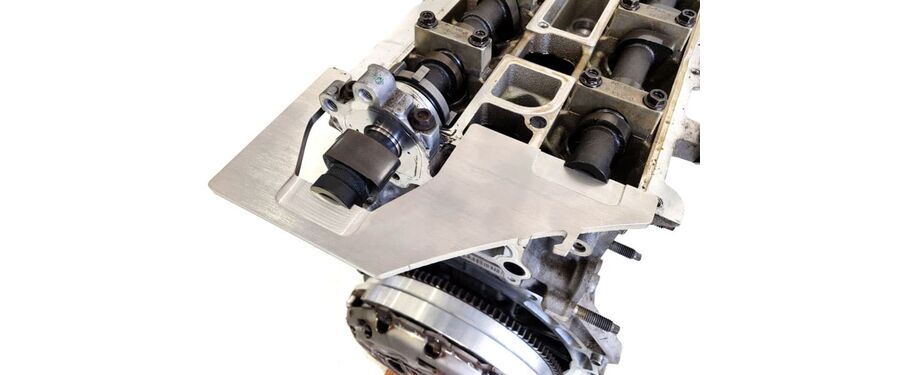 Precision machined cam alignment pockets secure the camshafts on the Mazdaspeed engine
