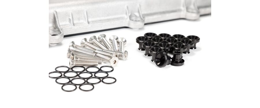 Mazdaspeed valve cover hardware kit black with raw stainless bolts