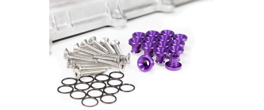 Mazdaspeed valve cover hardware kit purple with raw stainless bolt